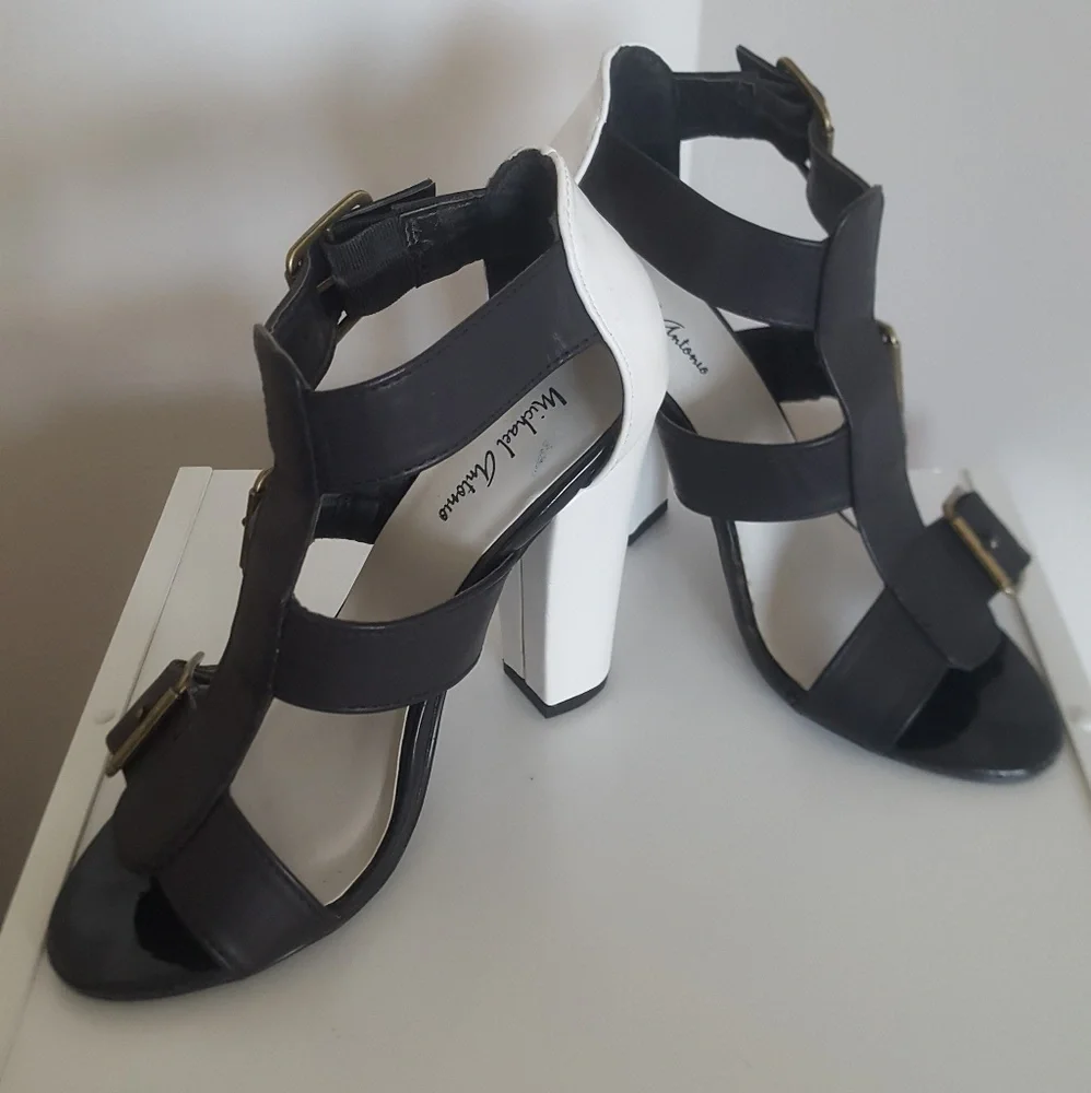 Michael Antonio, Strappy Women's Sandals, Black & White, Sz 6.5, Great Condition